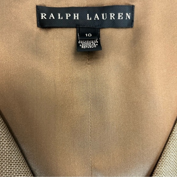 Ralph Lauren tan camel brown sleeveless wool cashmere belted midi dress Sz 10 - Picture 9 of 15